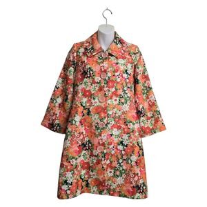 Julie Brown New York Mildred Floral Topper Trench Overcoat In Bora Bora Sz S
